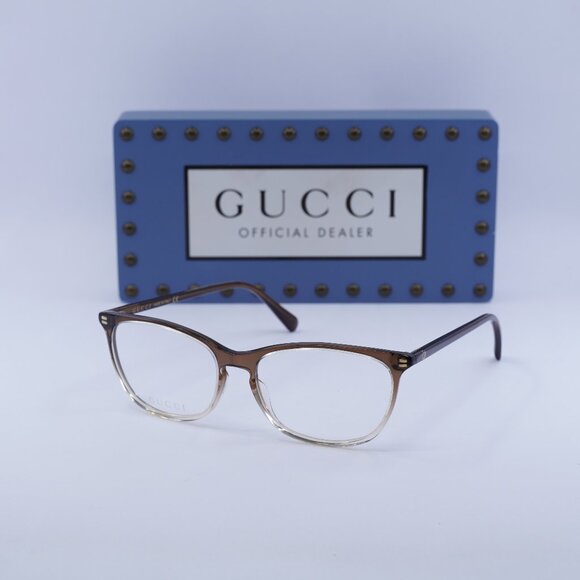 Gucci GG0549O 009 Eyeglasses Brown Gradient 54mm Square Frame - Picture 1 of 10